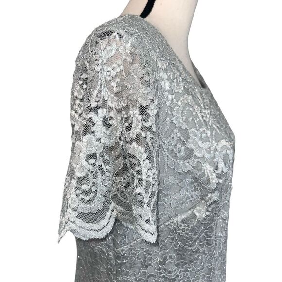 Alex Evenings Formal Gown Dress Size 16 Lace Satin Mother of the Bride Groom - Picture 3 of 10